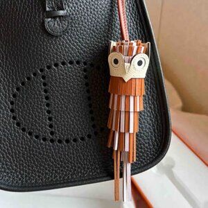 Premium Hand-Stitched Leather Owl Charm for Designer Totes